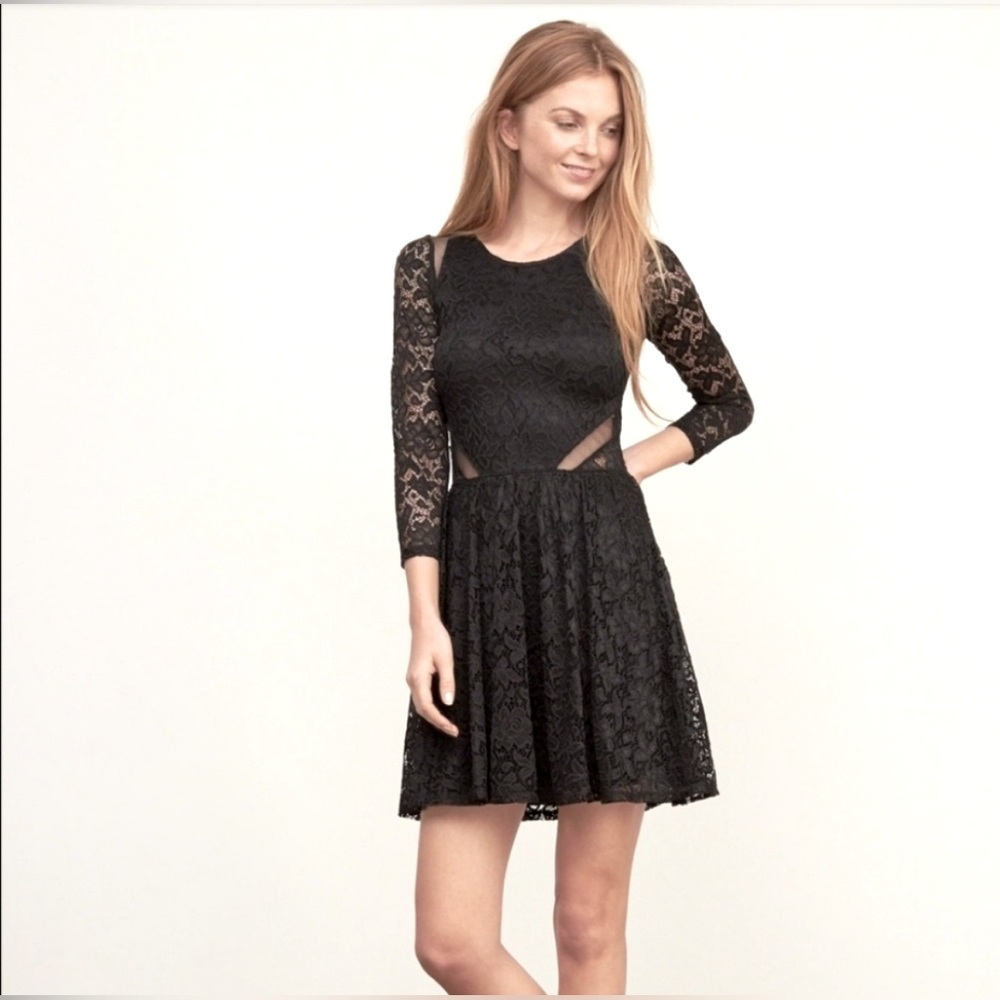Abercrombie Black Lace Long Sleeve Cutout Mini Dress XS